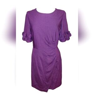 Taylor Elegant Purple Dress, Gathered Side Ruffle Short Sleeves, Great Shape